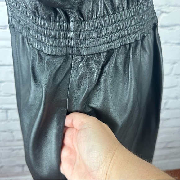 & Other Stories Structured Leather Collard Midi Dress Black 8 Vamp Goth Witchy - Picture 12 of 16